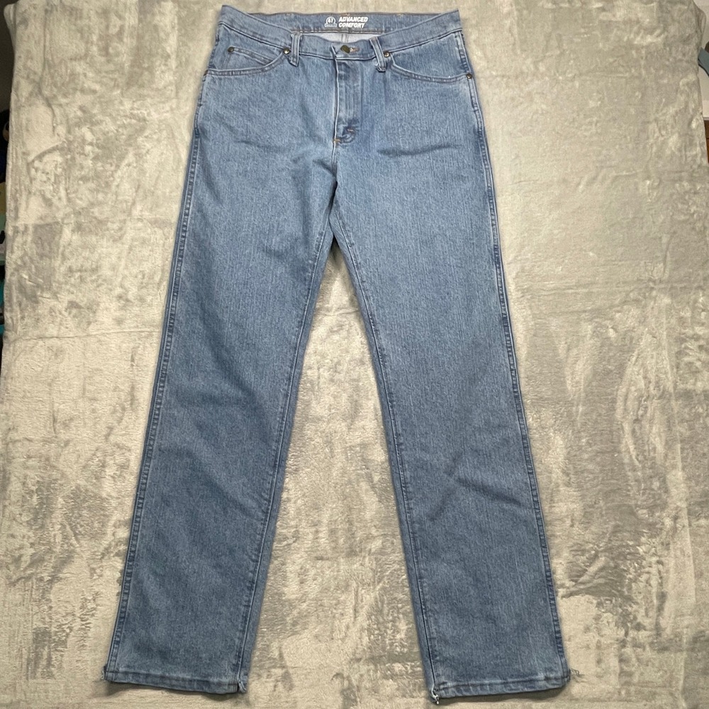 Wrangler Jeans Mens 33x34 Blue Advanced Comfort Regular Fit Straight 1047MACS8
